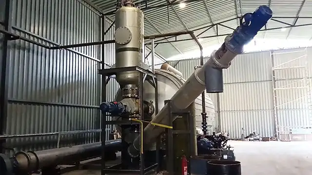 BLJ-16 pyrolysis plant at the end of trial production before residue discharge